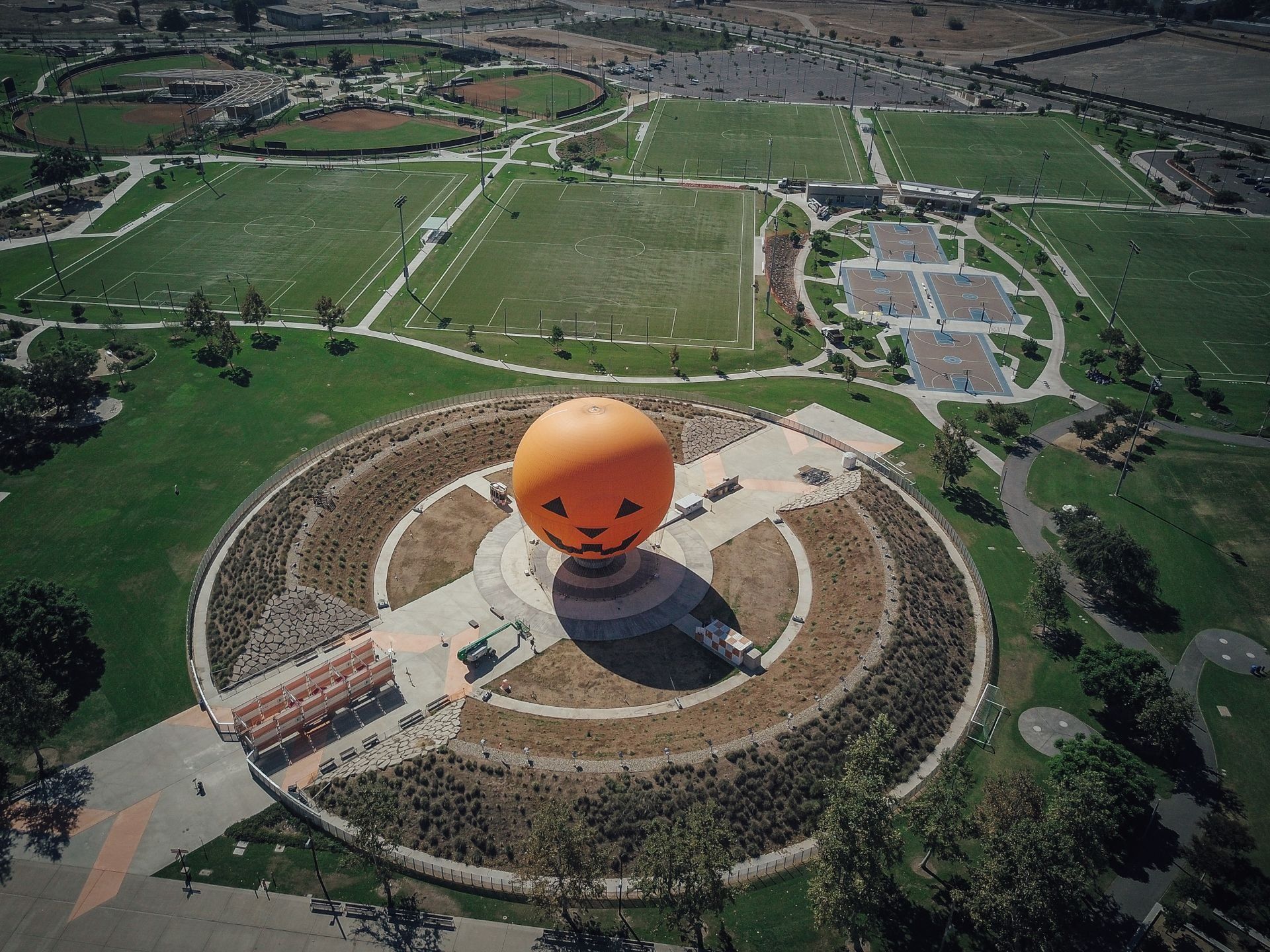 Aerial view of the Great Park Balloon above the Orange County Great Park in Irvine